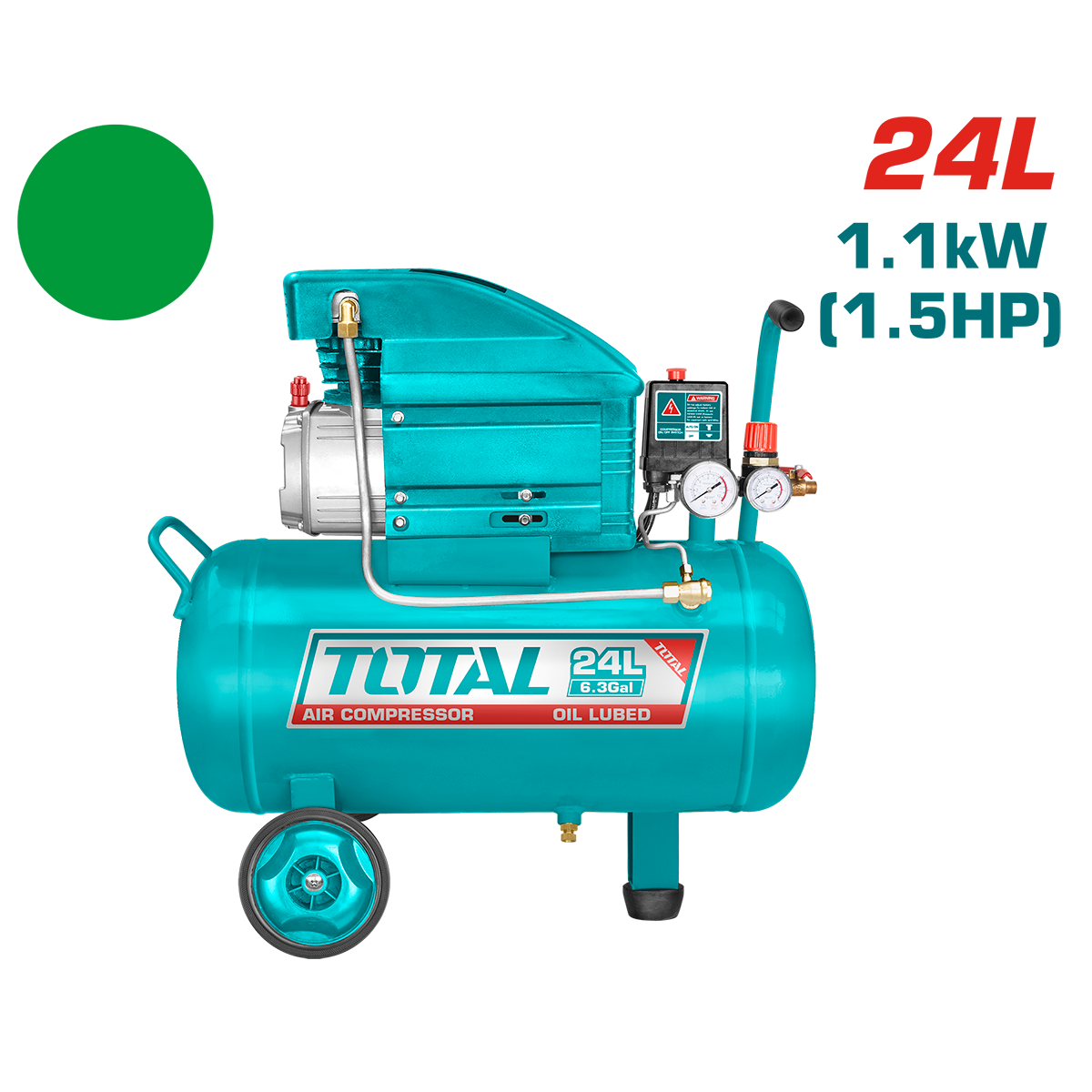 Compresor aer fara ulei TOTAL, 1100W, rezervor 24L, 8 bar