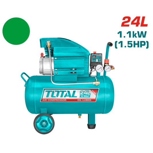 Compresor aer fara ulei TOTAL, 1100W, rezervor 24L, 8 bar