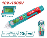 Detector tensiune TOTAL 12V–1000V AC, fara contact, LED, alarma sonora si luminoasa
