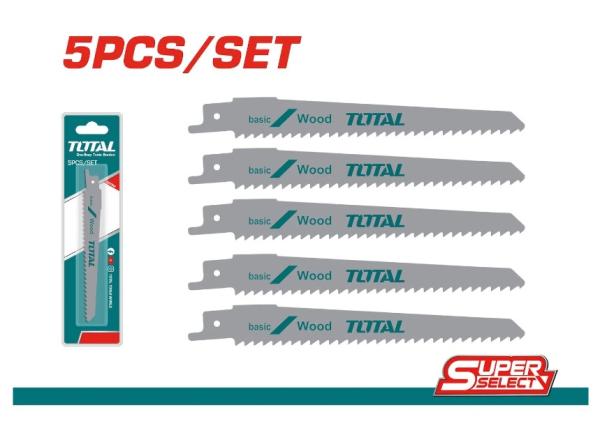 Set 5 buc lame fierastrau sabie TOTAL 150mm 6TPI pentru lemn