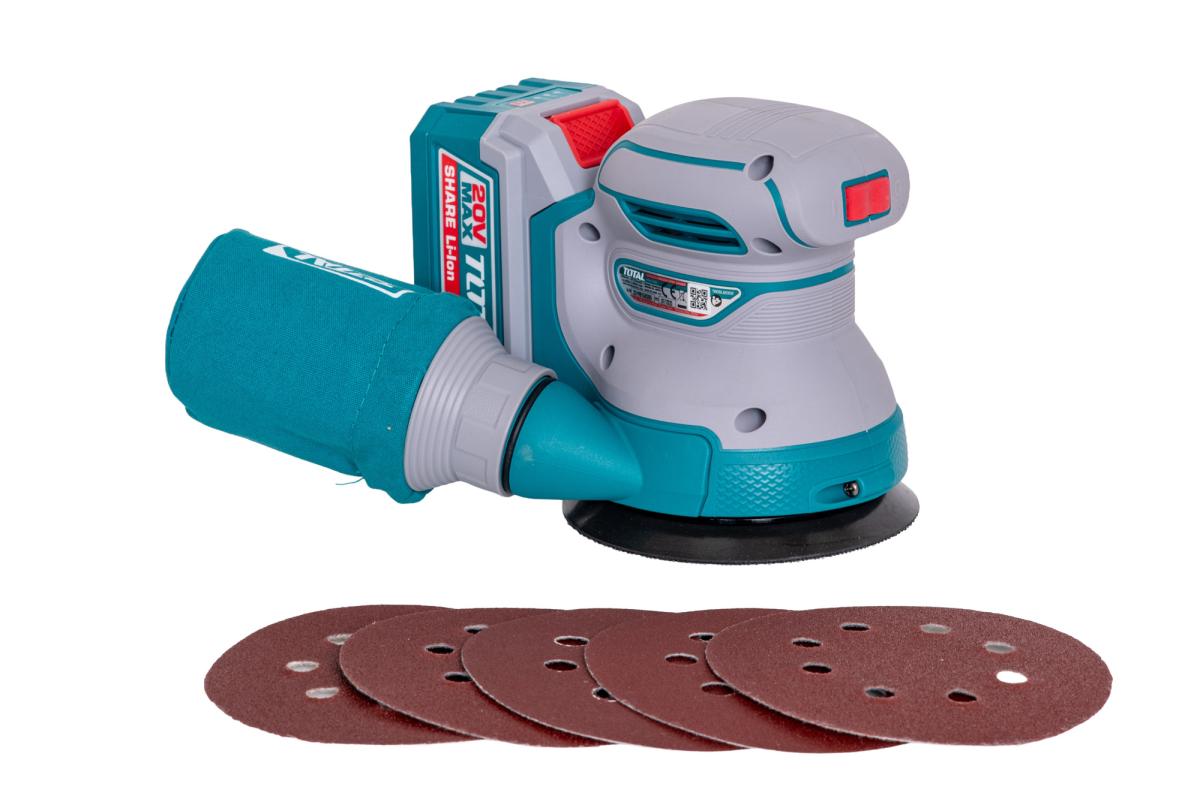 Kit combo TOTAL 20V cu fierastrau circular, masina de gaurit cu impact si slefuitor