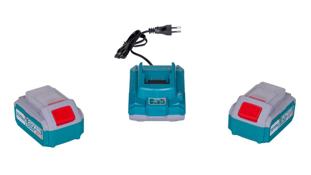 Kit combo TOTAL 20V – Pistol de insurubat cu impact, Masina de polisat si Blender fara fir (include 2 acumulatori si incarcator)