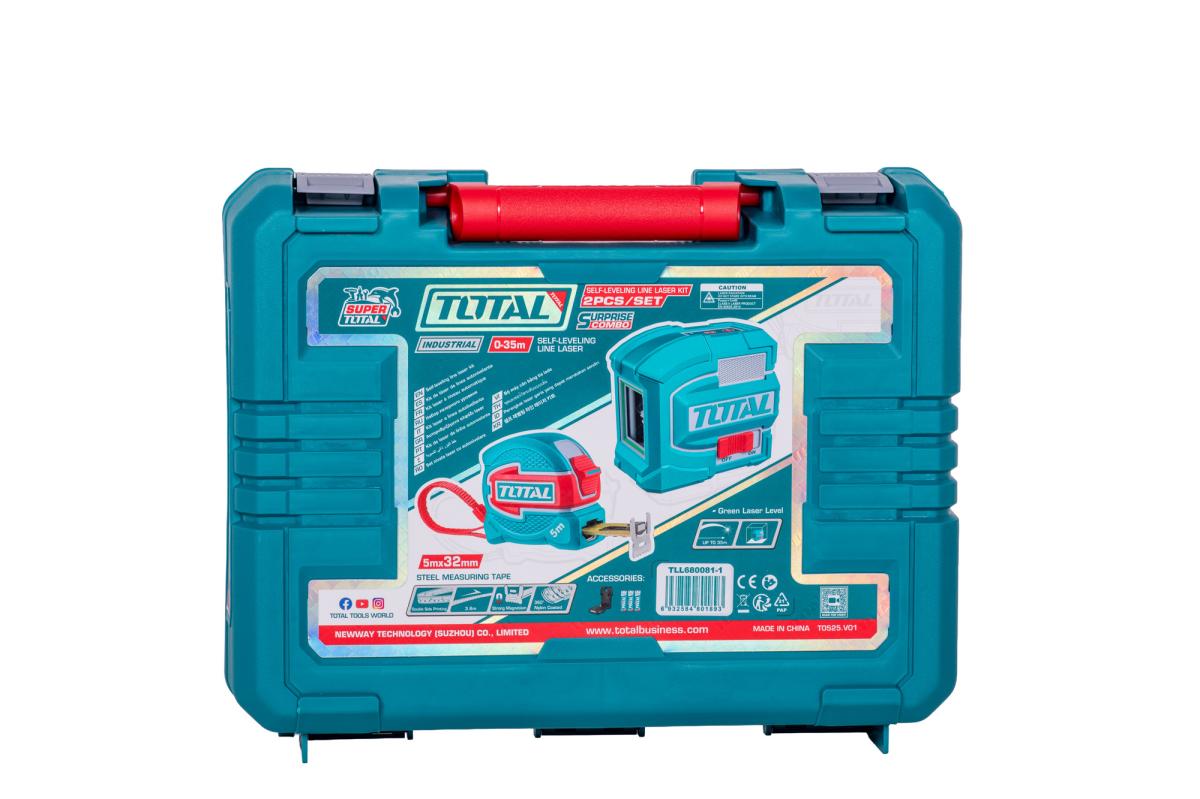 Kit TOTAL nivela laser verde 35 m cu ruleta 5 m