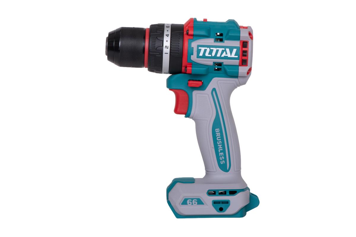 Masina de gaurit cu percutie TOTAL 20V, 66 Nm, motor fara perii (FARA acumulator si incarcator)