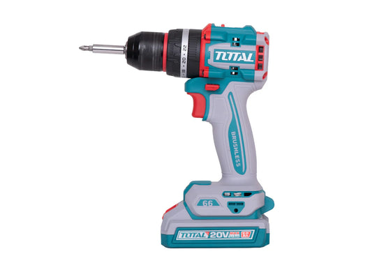 Masina de gaurit cu percutie TOTAL 20V 66Nm, 2x2.0Ah, Brushless