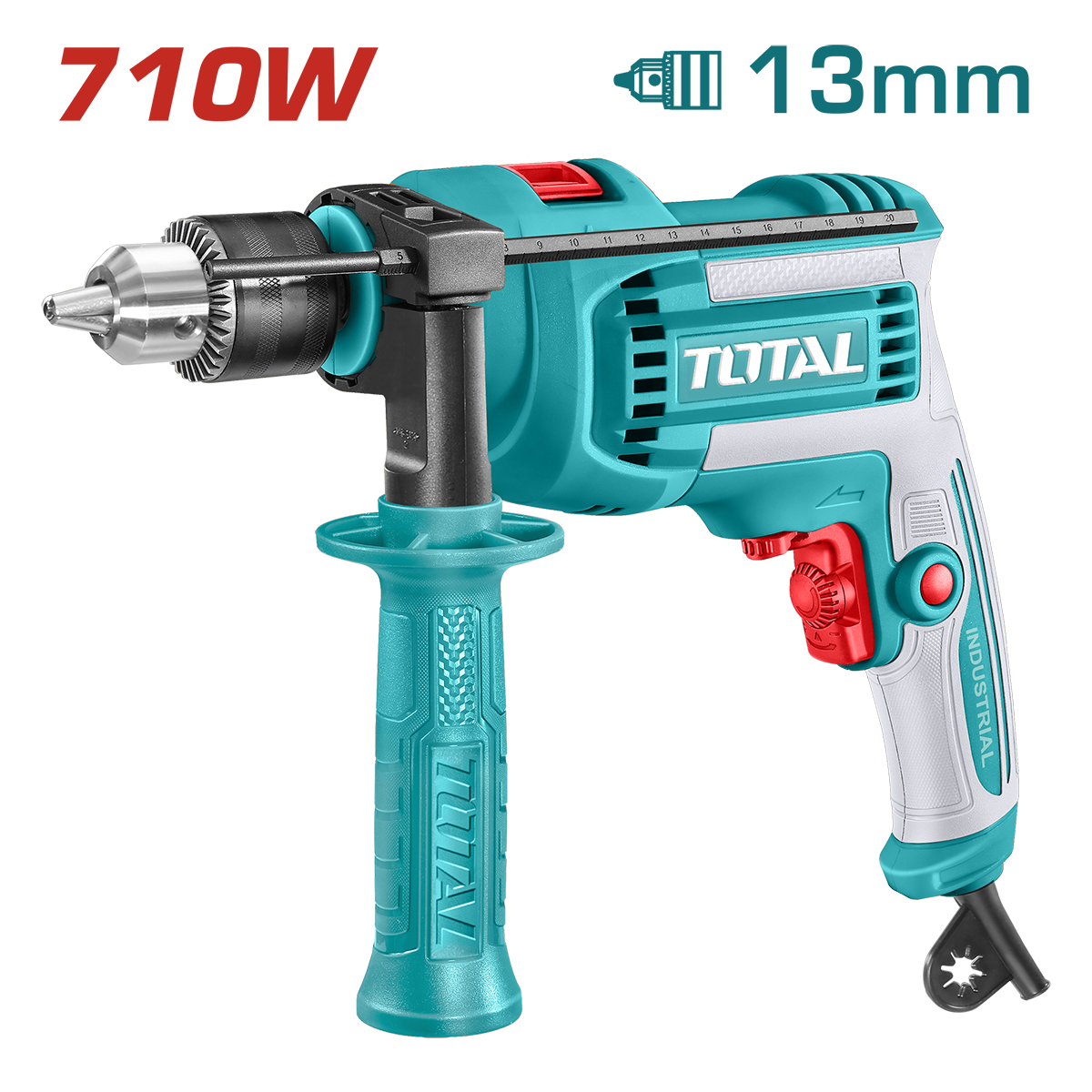 Masina de gaurit cu percutie TOTAL 710 W, 3000 rpm, control variabil viteza