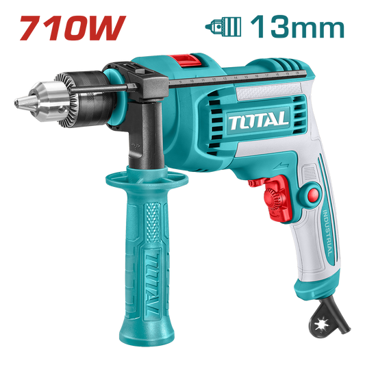 Masina de gaurit cu percutie TOTAL 710 W, 3000 rpm, control variabil viteza