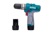 Masina de gaurit cu percutie TOTAL 12V, 20 Nm, 2 acumulatori 1.5Ah