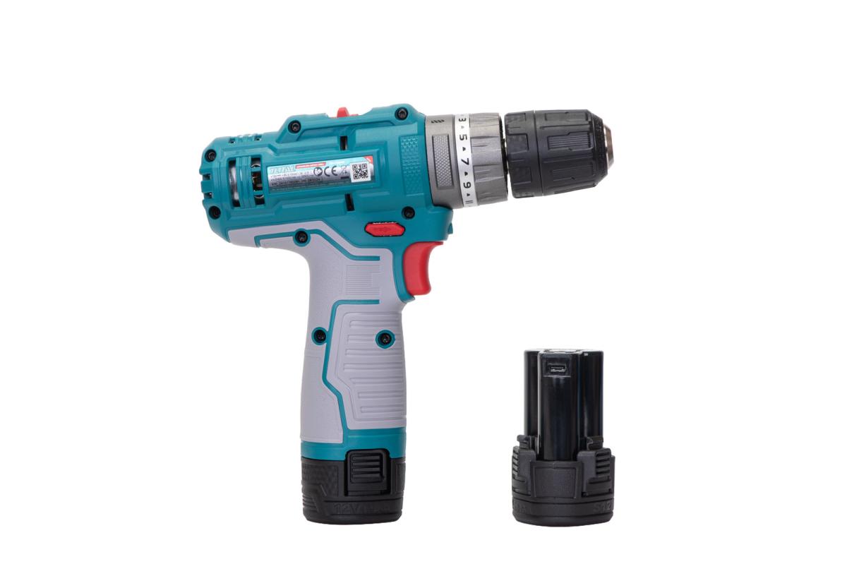 Masina de gaurit cu percutie TOTAL 12V, 20 Nm, 2 acumulatori 1.5Ah