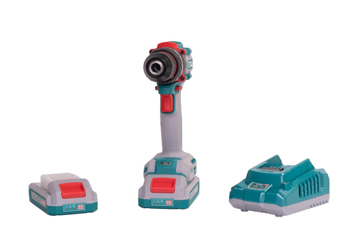 Masina de gaurit cu percutie TOTAL 20V, 55Nm, Brushless, 2 acumulatori 2.0Ah + incarcator