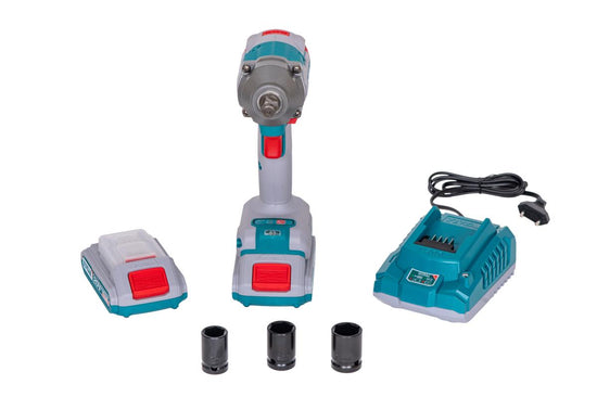 Masina de insurubat cu impact TOTAL 20V, 400 Nm, 1/2”, Brushless (2 acumulatori + incarcator)