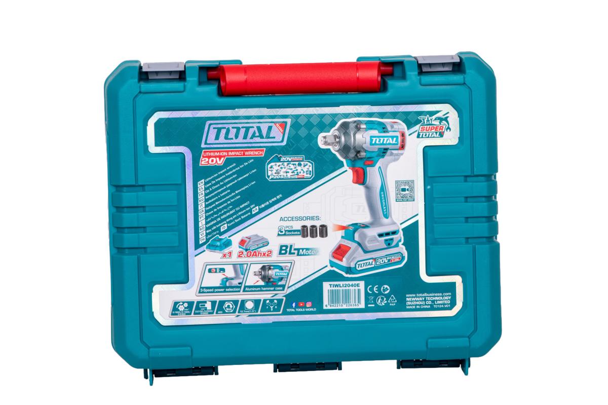 Masina de insurubat cu impact TOTAL 20V, 400 Nm, 1/2”, Brushless (2 acumulatori + incarcator)