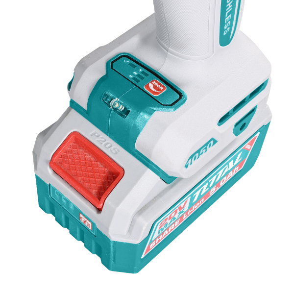 Pistol de insurubat cu impact TOTAL 20V, 1050 Nm, prindere 3/4", 2 acumulatori 5.0Ah, incarcator inclus