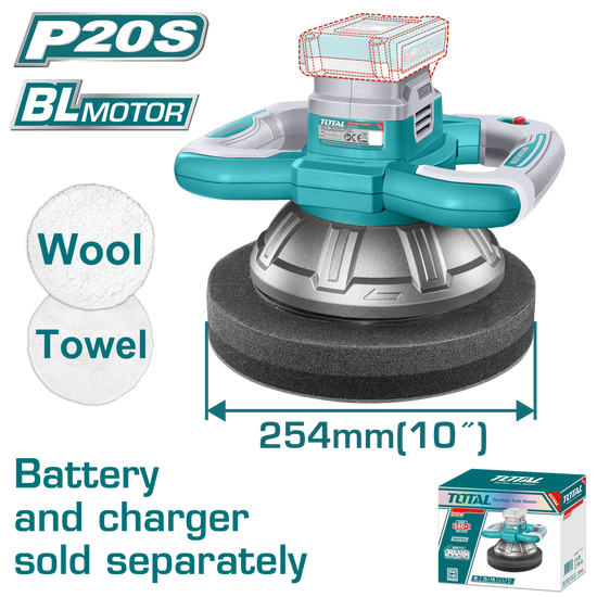 Masina de polisat TOTAL 20V, taler 254 mm, excentric 5 mm, brushless, fara acumulator si incarcator