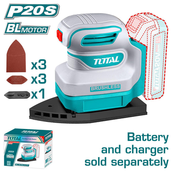 Masina de slefuit cu talpa delta TOTAL 20V, brushless, Li-Ion, fara acumulator