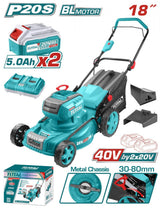 Masina de tuns iarba TOTAL pe acumulatori 40V, taiere 46 cm, cos colector 60L, 2 acumulatori 5Ah, incarcator dublu