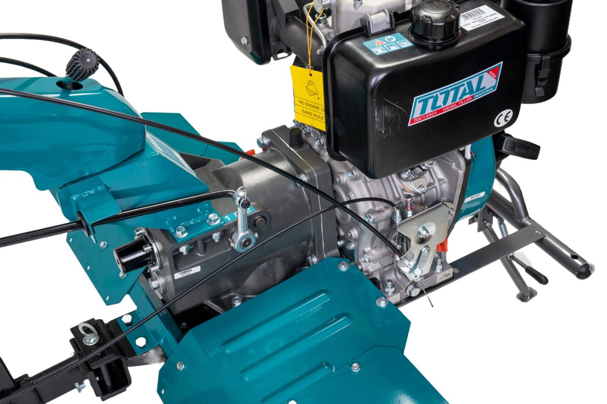 Motocultor Diesel TOTAL 9CP, 6.6kW, cu freze 1350mm si roti transport