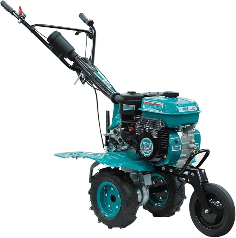 Motocultor pe benzina TOTAL 6.5 CP, latime lucru 90 cm, transmisie pe curea, freze si roti transport