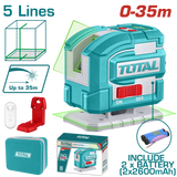 Nivela laser TOTAL verde 0–35 m, autonivelanta, linie 360°, incarcare USB C