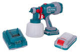 Pistol de vopsit TOTAL 20V, rezervor 1000 ml, debit 800 ml/min, pulverizare reglabila, cu acumulator si incarcator