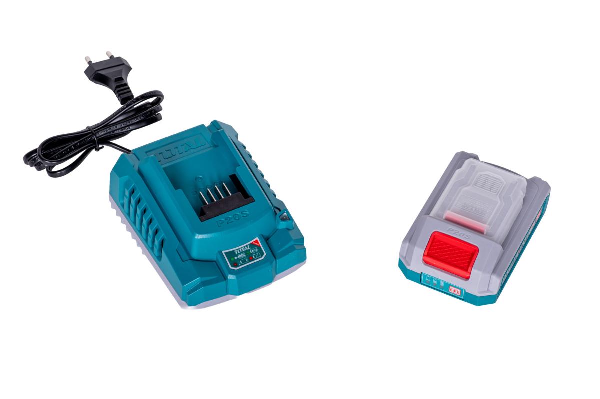 Pistol de vopsit TOTAL 20V, rezervor 1000 ml, debit 800 ml/min, pulverizare reglabila, cu acumulator si incarcator