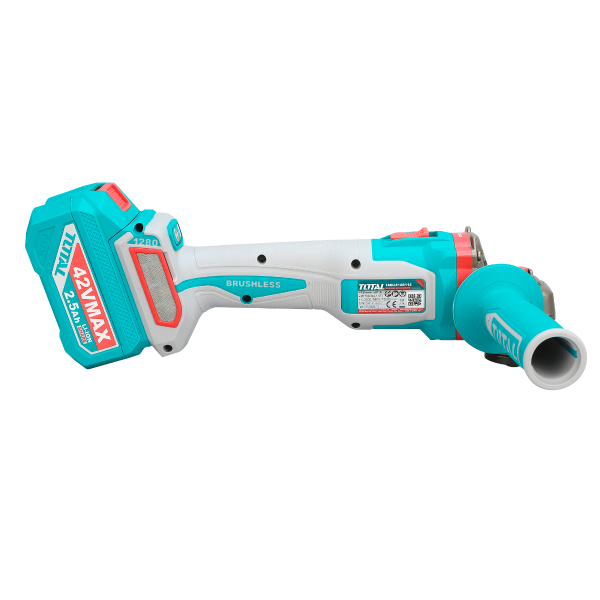 Polizor unghiular TOTAL 42V, 2,5ah 115mm 1280W brushless cu 2 acumulatori si incarcator