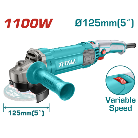 Polizor unghiular TOTAL 125 mm, 1100 W, turatie variabila