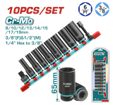 Set tubulare de impact adanci TOTAL 3/8", Cr-Mo, 10 piese