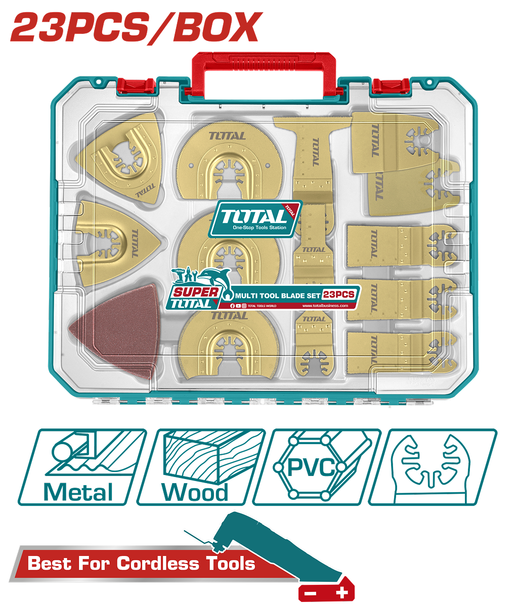 Set accesorii multifunctional TOTAL, 23 piese – taiere, slefuire, razuire