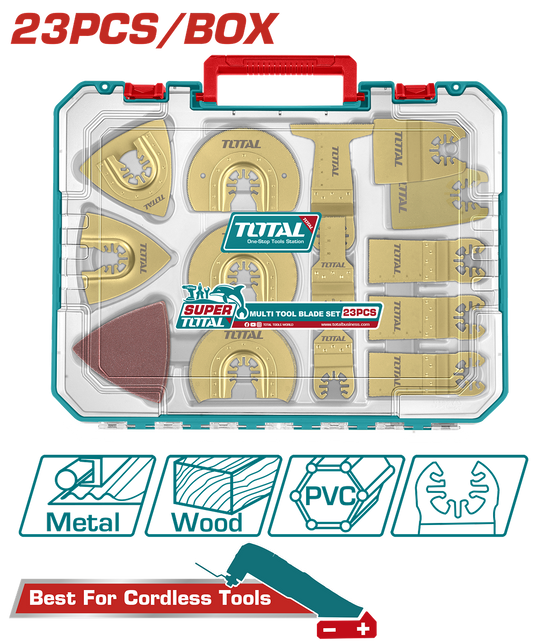Set accesorii multifunctional TOTAL, 23 piese – taiere, slefuire, razuire