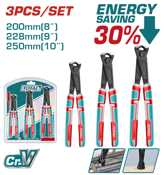 Set 3 clesti TOTAL pentru legat sarma, otel Cr-V, parghie mare