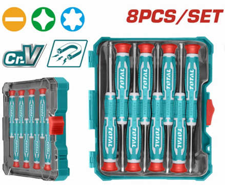 Set 8 surubelnite de precizie TOTAL Cr-V, industrial, magnetice