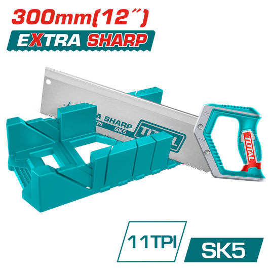 Suport de taiat in unghi TOTAL 300 mm (12”), cu fierastrau cu spate, lama SK5