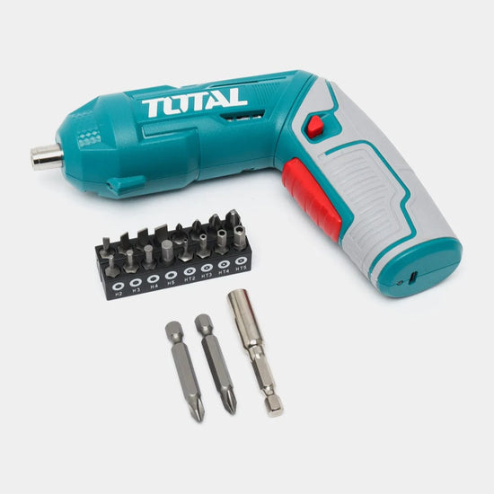 Surubelnita electrica TOTAL 4V, 1/4 HEX, maner reglabil, LED, USB-C