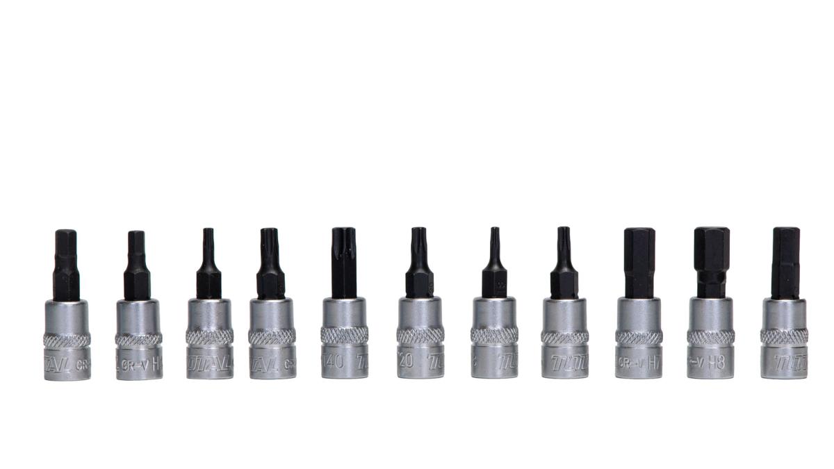 Trusa chei tubulare TOTAL 1/4”, 46 piese, Cr-V, clichet 72T