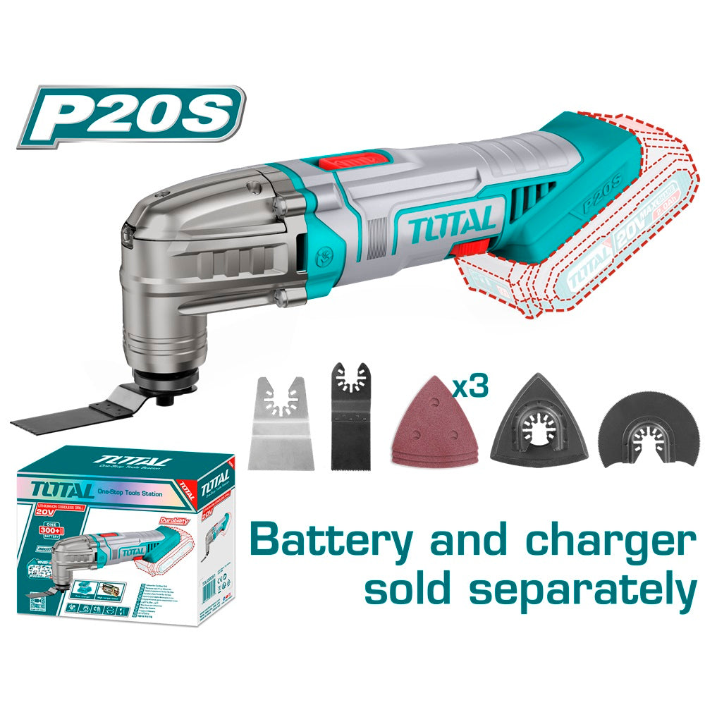 Unealta multifunctionala TOTAL 20V, 6 viteze, oscilatie 3.2° (fara acumulator si incarcator)