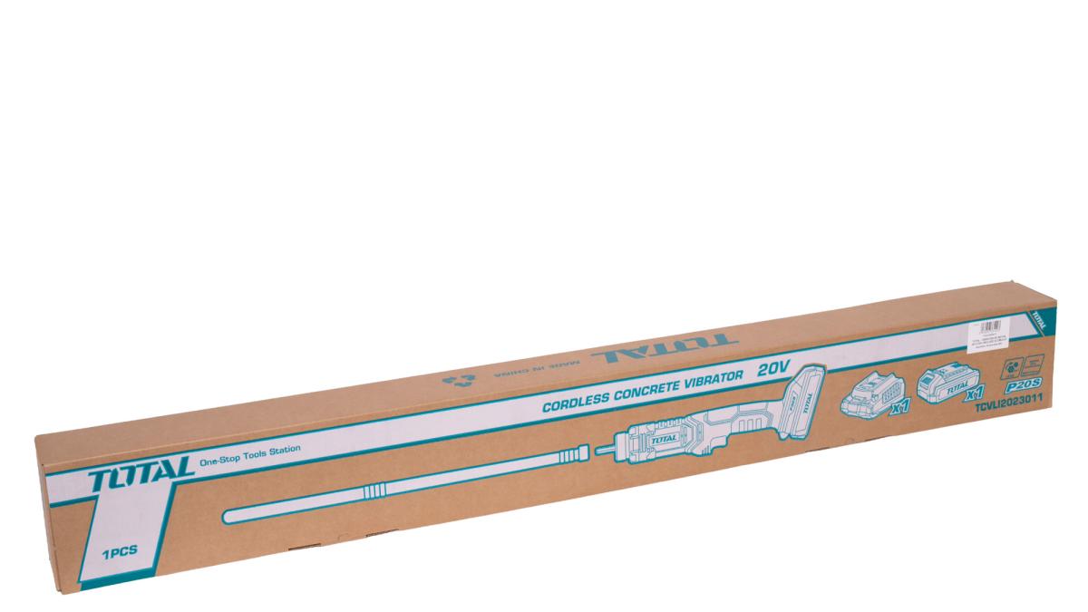 Vibrator beton TOTAL 20V 2.0Ah, lance 35mm 1200mm, acumulator si incarcator incluse
