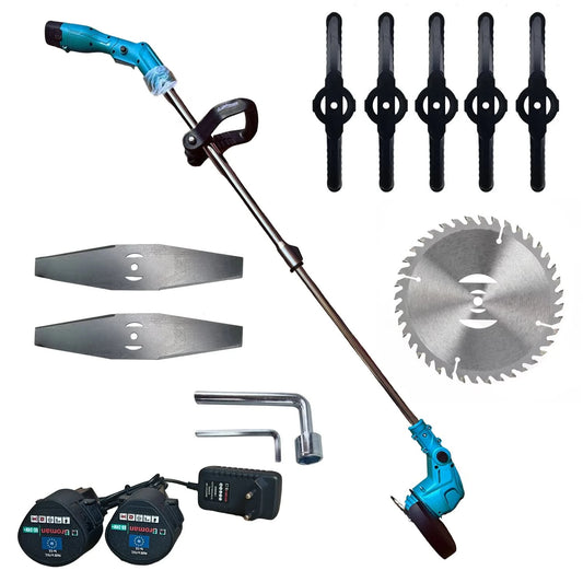 Motocoasa electrica Broman 24V, 750W, 2 acumulatori, 14000 rpm, cap rotativ, accesorii incluse