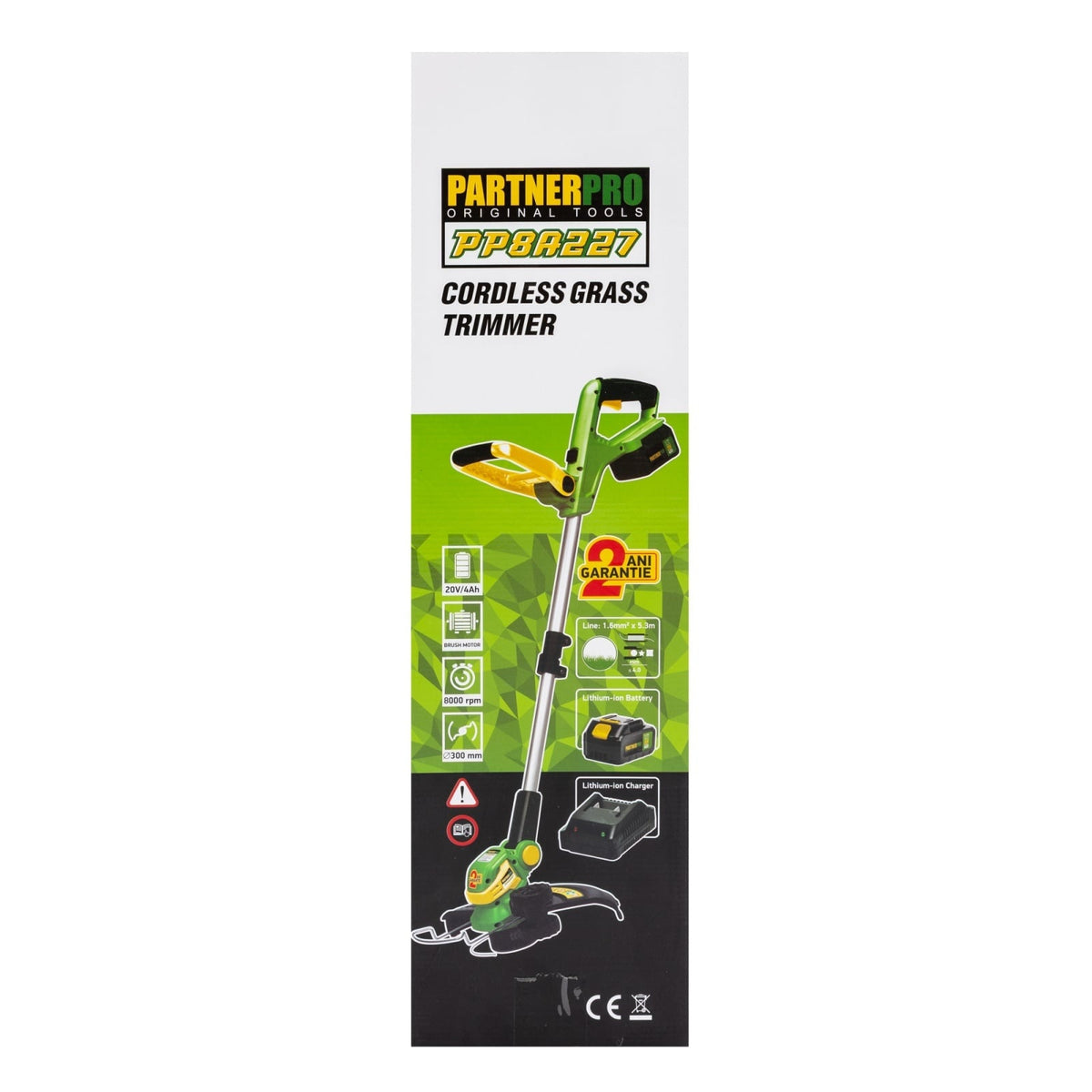 Trimmer pe acumulator PARTNERPRO PP8A227, 20V 4Ah, 8000 rpm, 300 mm