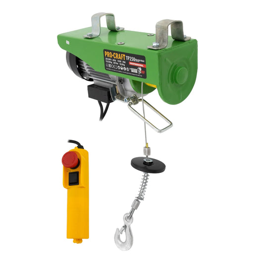 Scripete electric Procraft TP250, 510W, 250 kg, cablu 12 m, 220V, otel, frana de siguranta