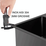 Chiuveta de bucatarie handmade Sandonna HD7850DR din inox cu 2 cuve, tavite si dispenser de sapun + Baterie flexibila Sandonna Mona crom