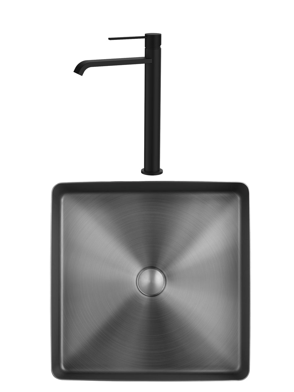 SET Lavoar de baie inox HD4040 + Baterie Dorota negru - Negru