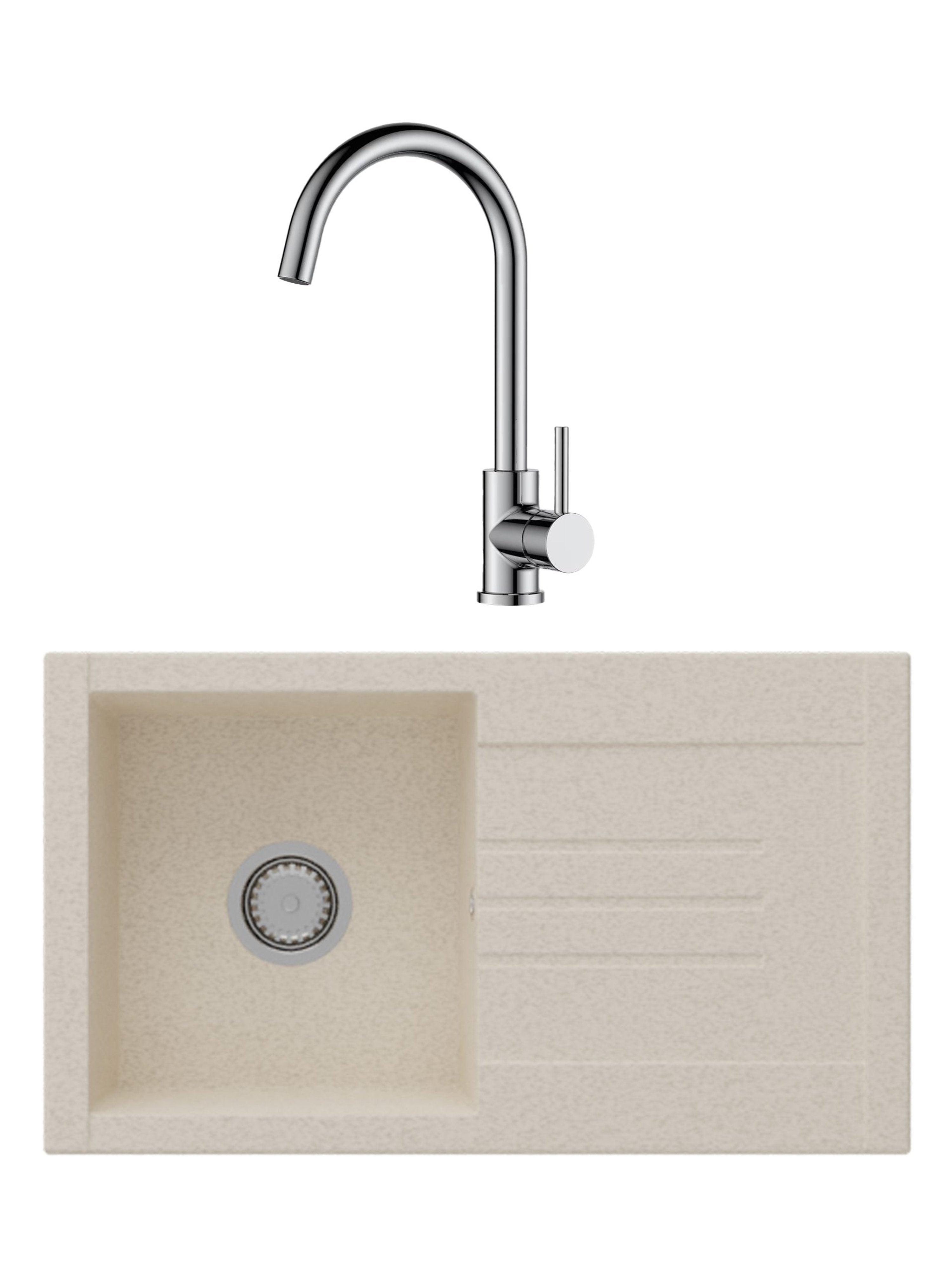 SET Chiuveta SanDonna Arona + Baterie SanDonna Solo crom - Bej