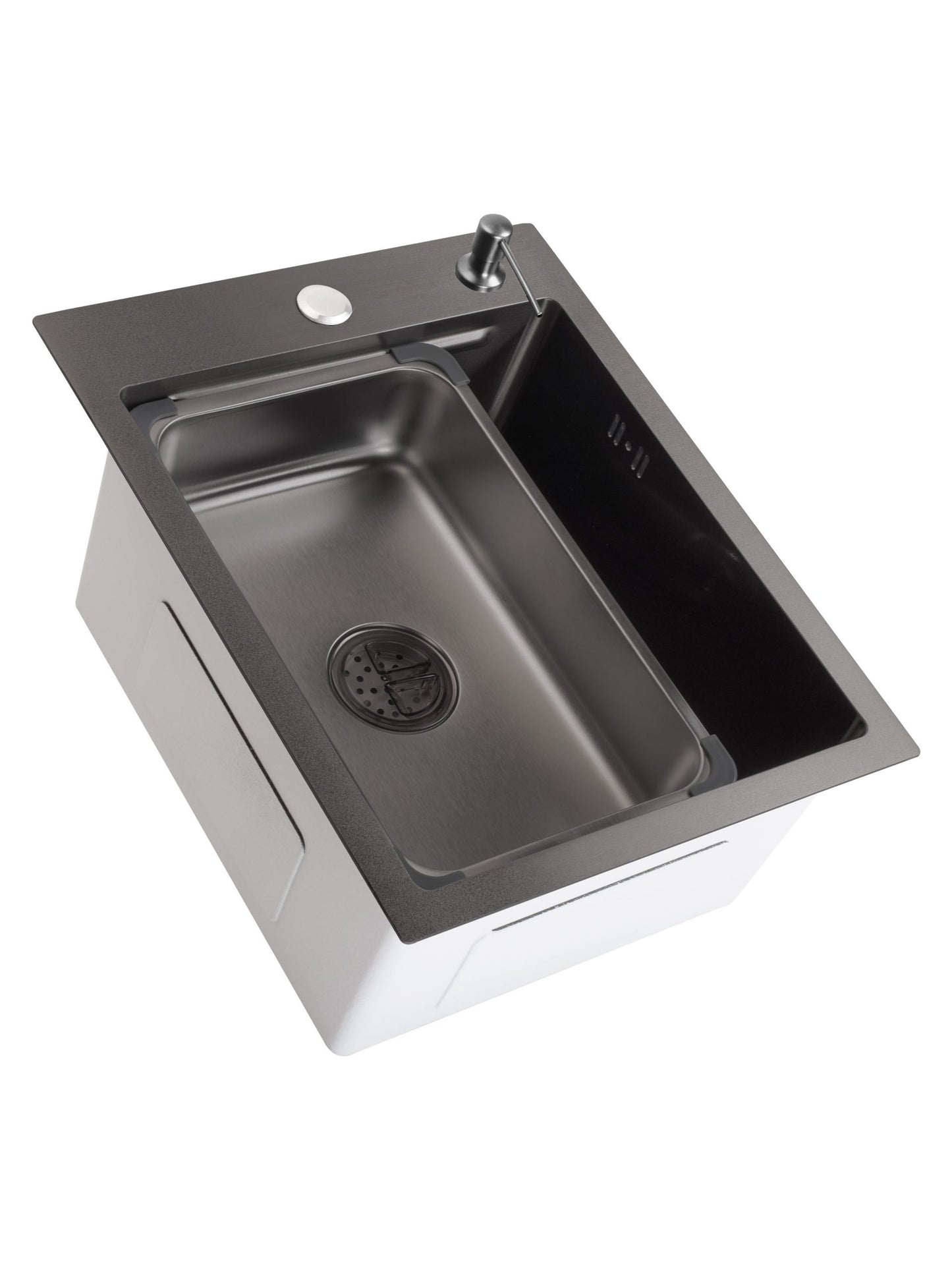 SET Chiuveta SanDonna HD4050 din inox cu tavita si dozator + Baterie SanDonna Charlotte cu dus retractabil