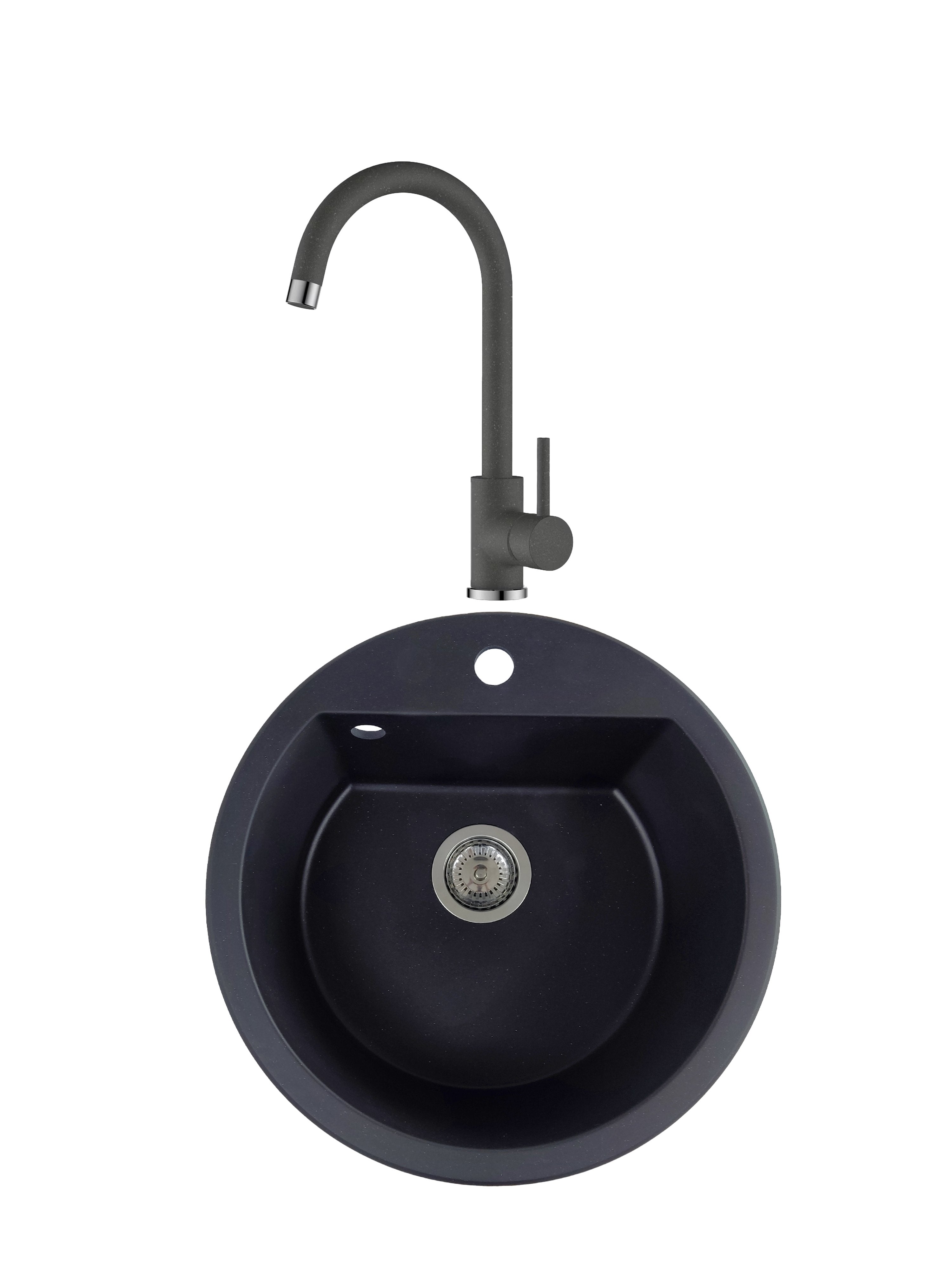 SET Chiuveta SanDonna Lena + Baterie Solo - Negru