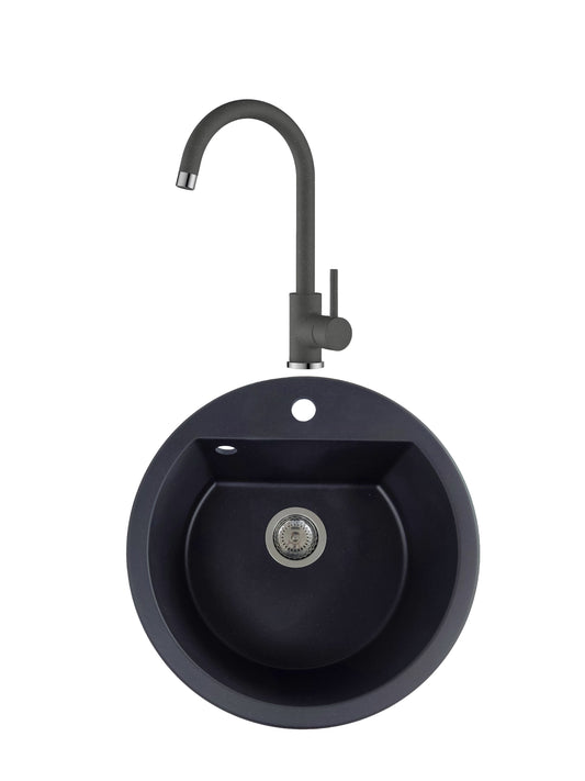 SET Chiuveta SanDonna Lena + Baterie Solo - Negru