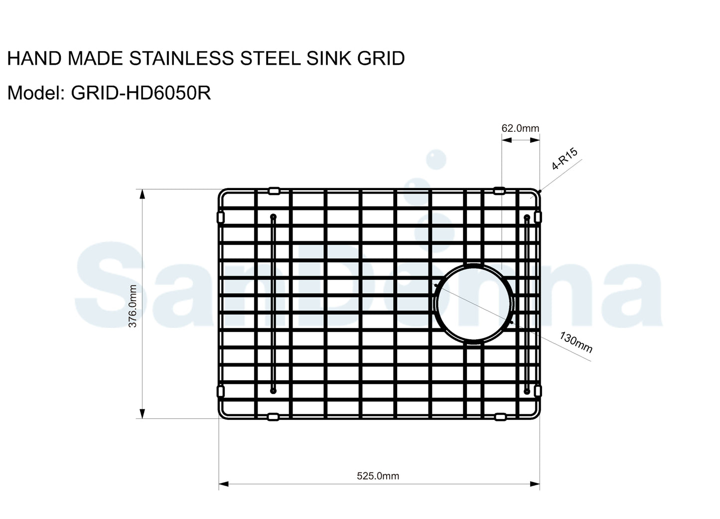 Gratar de protectie din inox pentru chiuvete - Sandonna HD6050R - 37.6 x 52.5cm