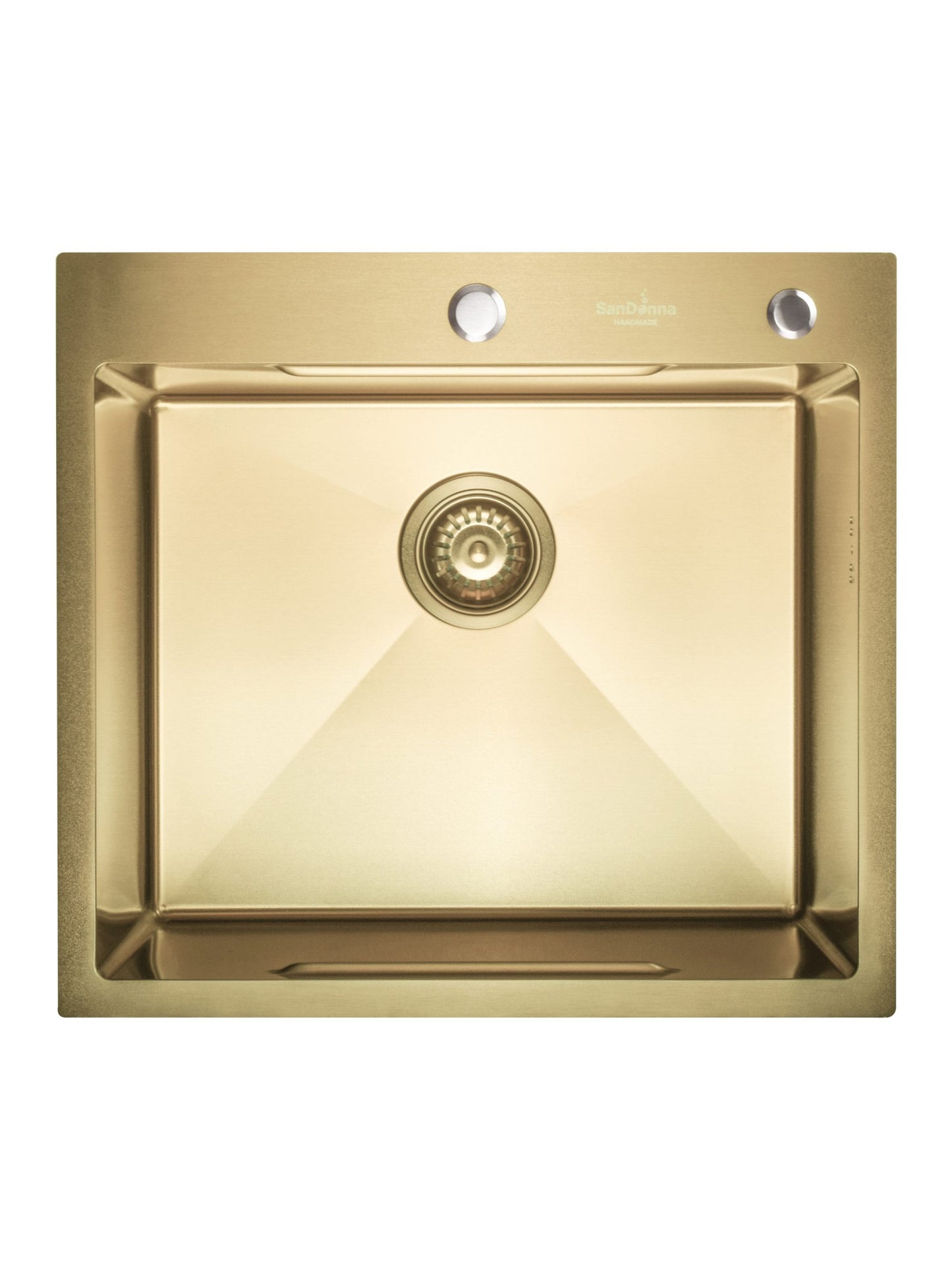 SET Chiuveta SanDonna din inox HD5550 aurie cu tavita si dozator + Baterie SanDonna ANDRA auriu-alb + ustensile de bucatarie din bambus