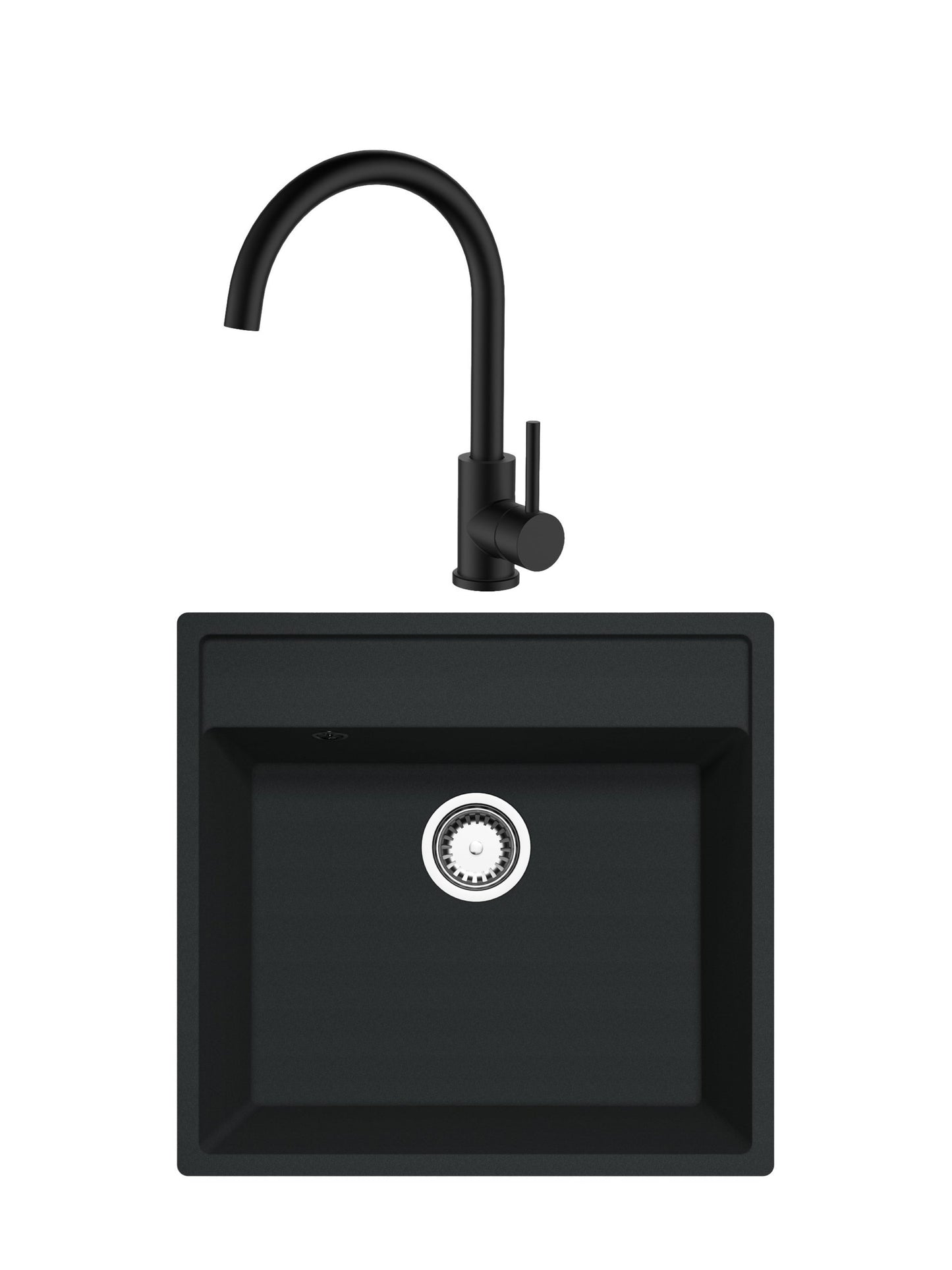 SET Chiuveta granit compozit SanDonna Emma + Baterie Waltz Alfa negru