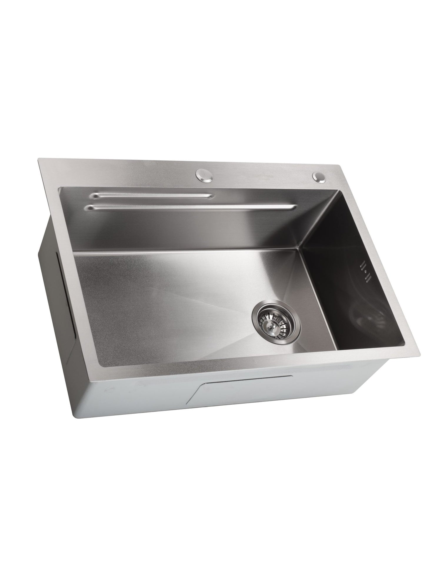 SET Chiuveta SanDonna HD7050 auriu din inox handmade cu dozator de sapun, tavita de scurgere si tocator + Baterie flexibila SanDonna Mona